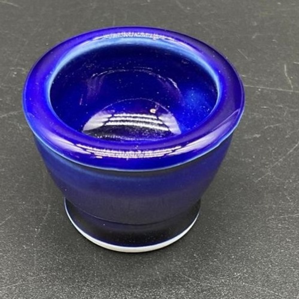 Cobalt Blue Glass Egg Cup with Starburst Base Vintage Pressed Kitchenware